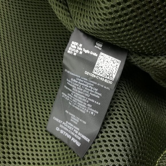 NWT G Star Raw Bomber Jacket Chest Pocket BM Full Zip Green Mens Medium $290 - Picture 6 of 9
